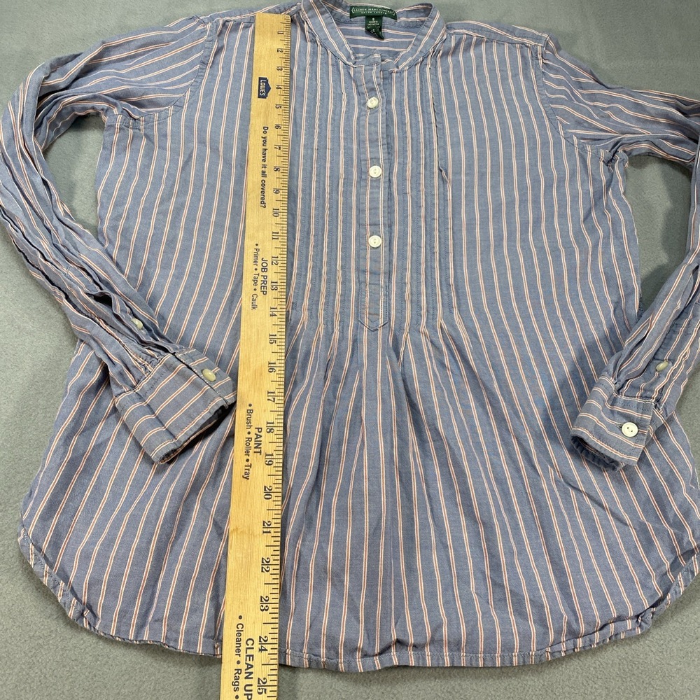 VTG Lauren Jeans Co Ralph Lauren Womens 1/2 Button Down Top Blue Striped Small - Picture 4 of 6